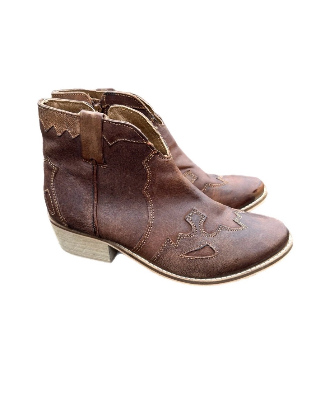 Very Volatile LA Drexel Brown Leather Ankle Boot Western Cowgirl Women 8.5